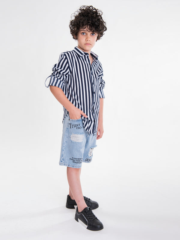 FASHION BUTTONNED SHIRTS Blue / 14
