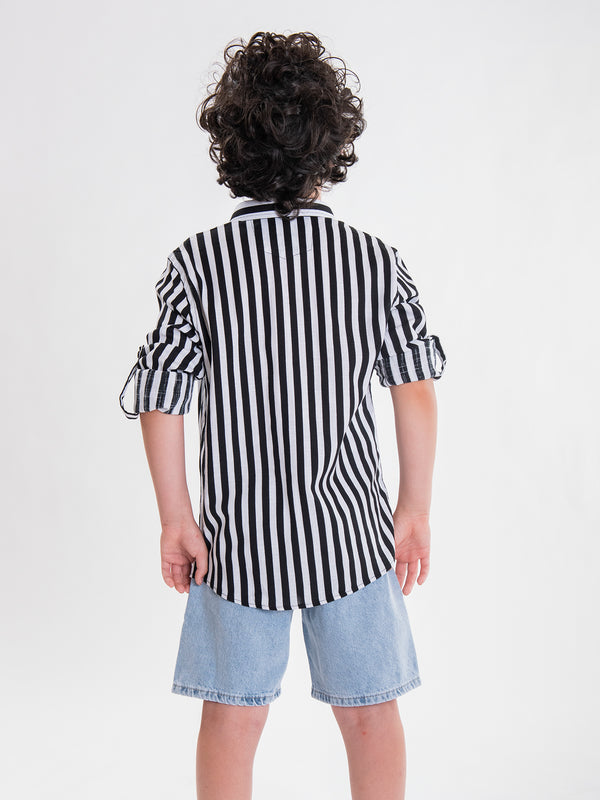 FASHION BUTTONNED SHIRTS Black / 14