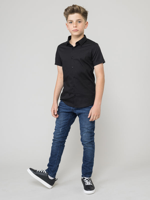 SHORT WOVEN SHIRT Black / 14
