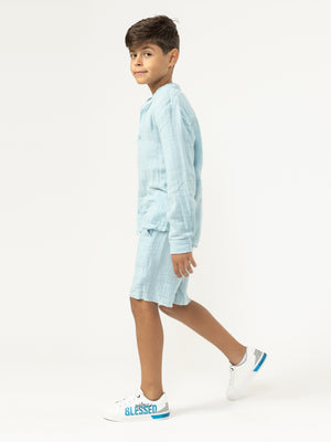 FASHION BUTTONNED SHIRTS Light Blue / 14