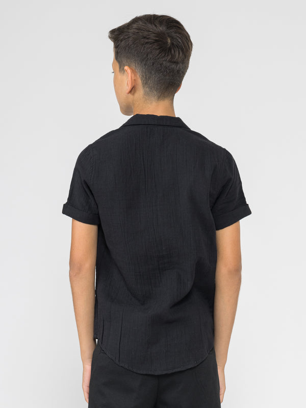 SHORT WOVEN SHIRT Black / 14