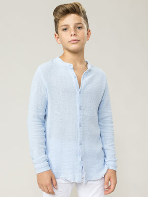 FASHION BUTTONNED SHIRTS Light Blue / 14