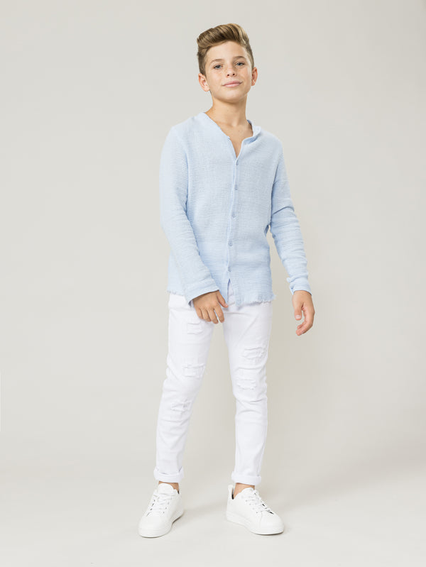 FASHION BUTTONNED SHIRTS Light Blue / 14