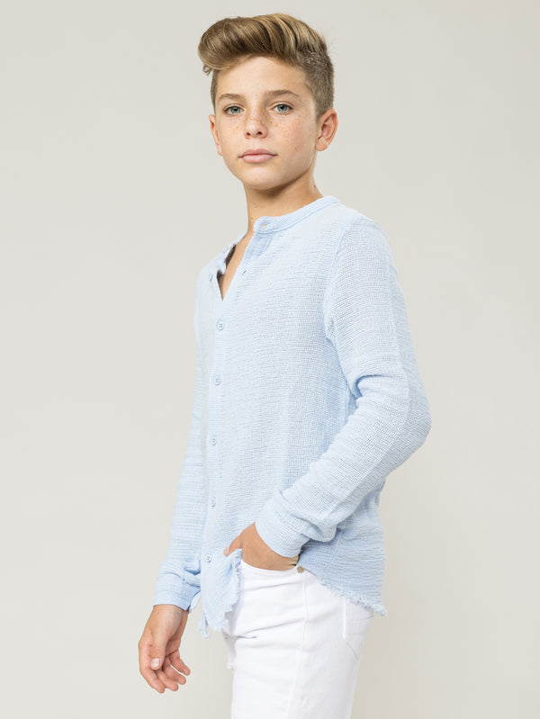 FASHION BUTTONNED SHIRTS Light Blue / 14