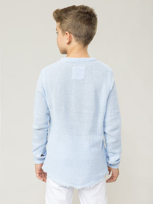 FASHION BUTTONNED SHIRTS Light Blue / 14