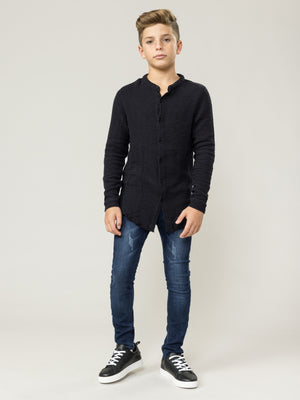 FASHION BUTTONNED SHIRTS Black / 14