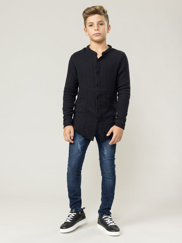 FASHION BUTTONNED SHIRTS Black / 14