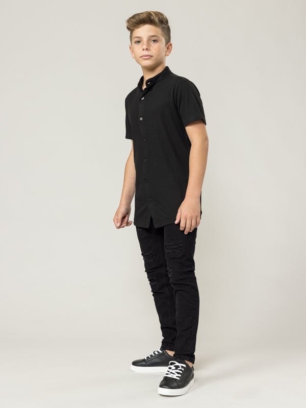 FASHION BUTTONNED SHIRTS Black / 14