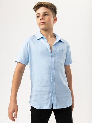 SHORT WOVEN SHIRT Light-Blue / 14