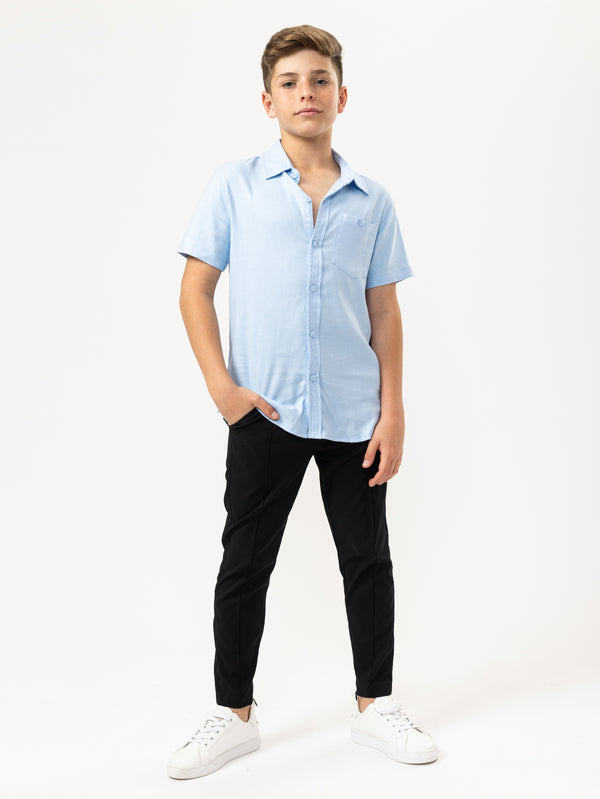 SHORT WOVEN SHIRT Light-Blue / 14