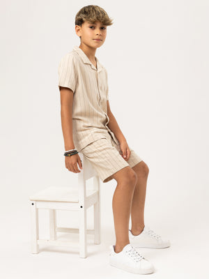 SHORT WOVEN SHIRT Camel / 9