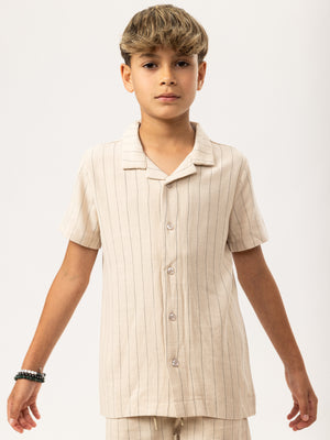 SHORT WOVEN SHIRT Camel / 9