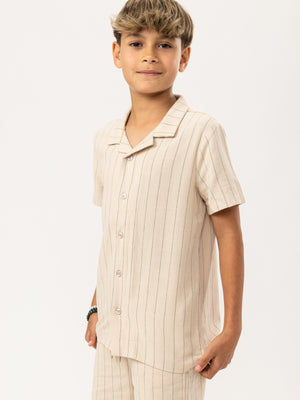 SHORT WOVEN SHIRT Camel / 9