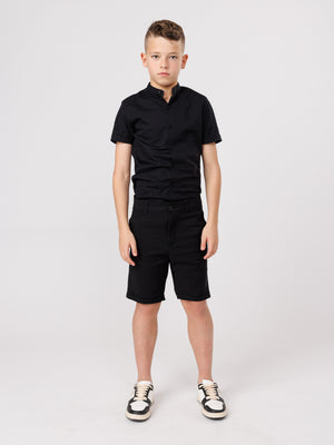 SHORT WOVEN SHIRT Black / 14