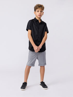 SHORT WOVEN SHIRT Black / 14
