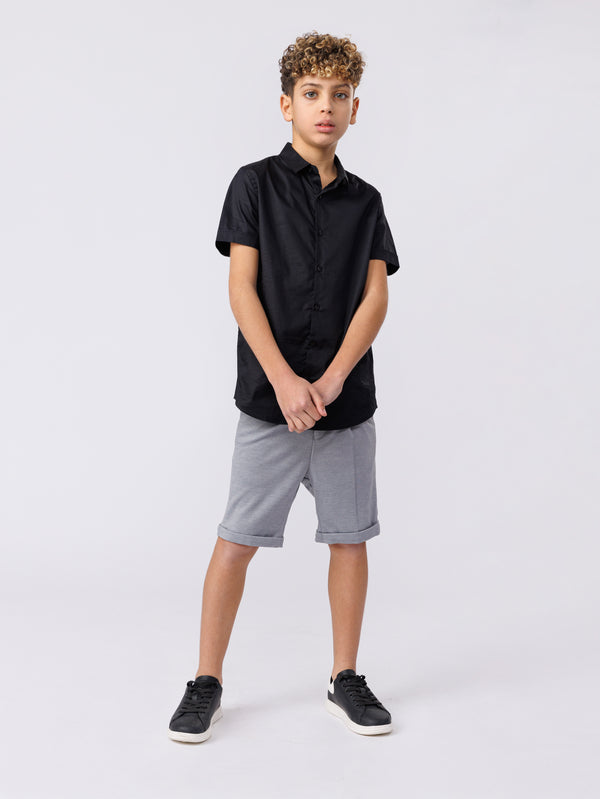 SHORT WOVEN SHIRT Black / 14