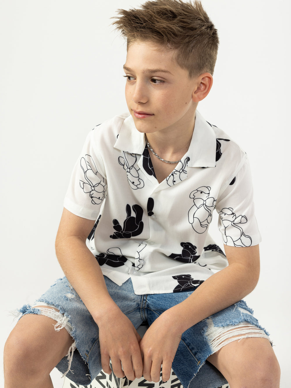 SHORT WOVEN SHIRT Cream / 14