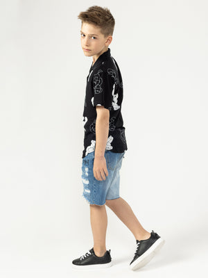 SHORT WOVEN SHIRT Black / 14