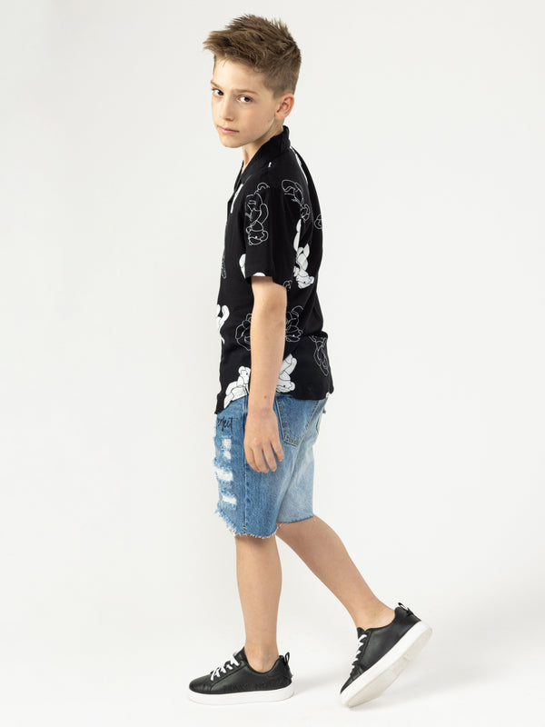SHORT WOVEN SHIRT Black / 14