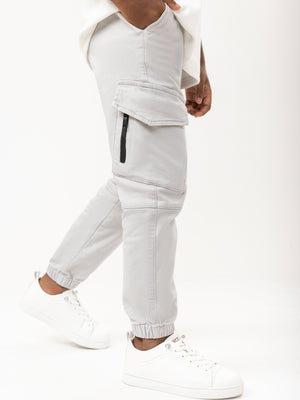 CARGO WOVEN PANTS Silver Color / 14