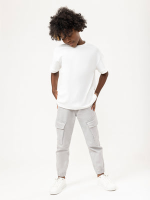 CARGO WOVEN PANTS Silver Color / 14