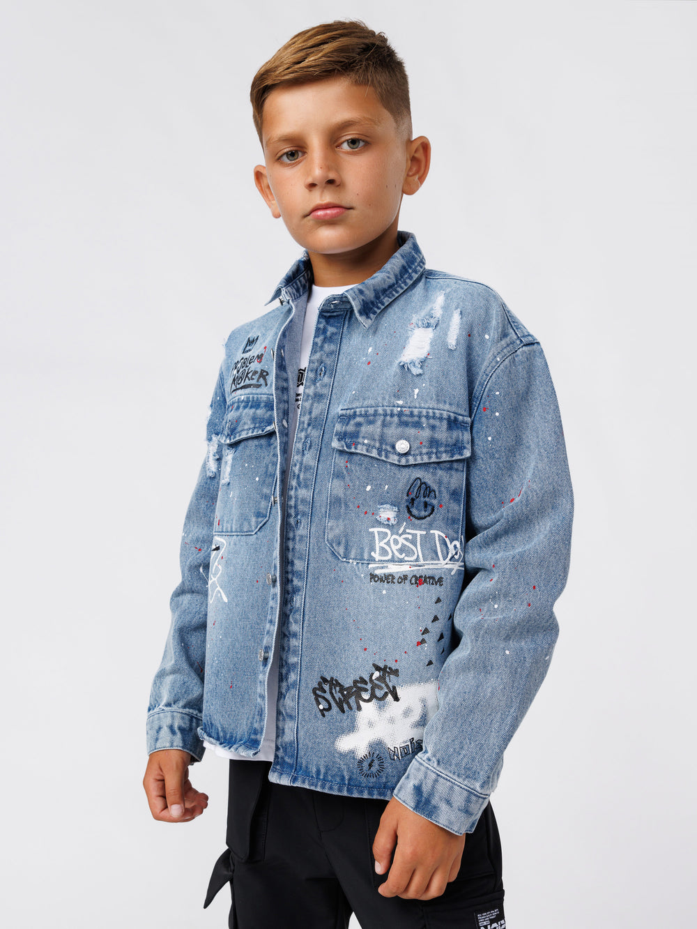 OVER SHIRT JACKET Washed Jeans / 14