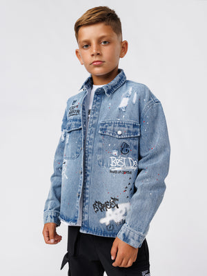 OVER SHIRT JACKET Washed Jeans / 14