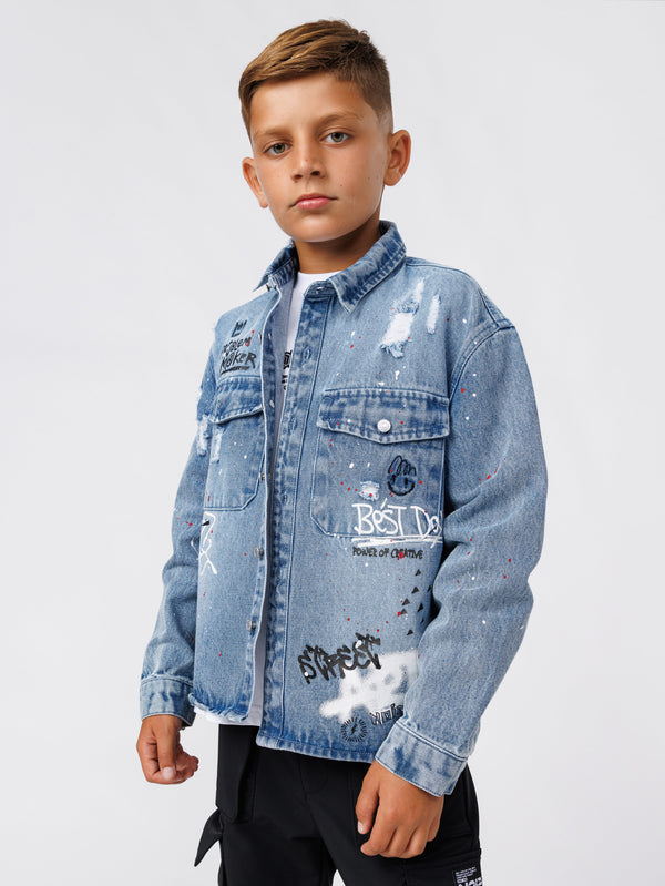 OVER SHIRT JACKET Washed Jeans / 14