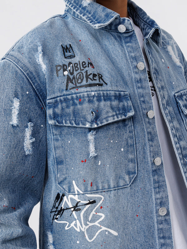 OVER SHIRT JACKET Washed Jeans / 14