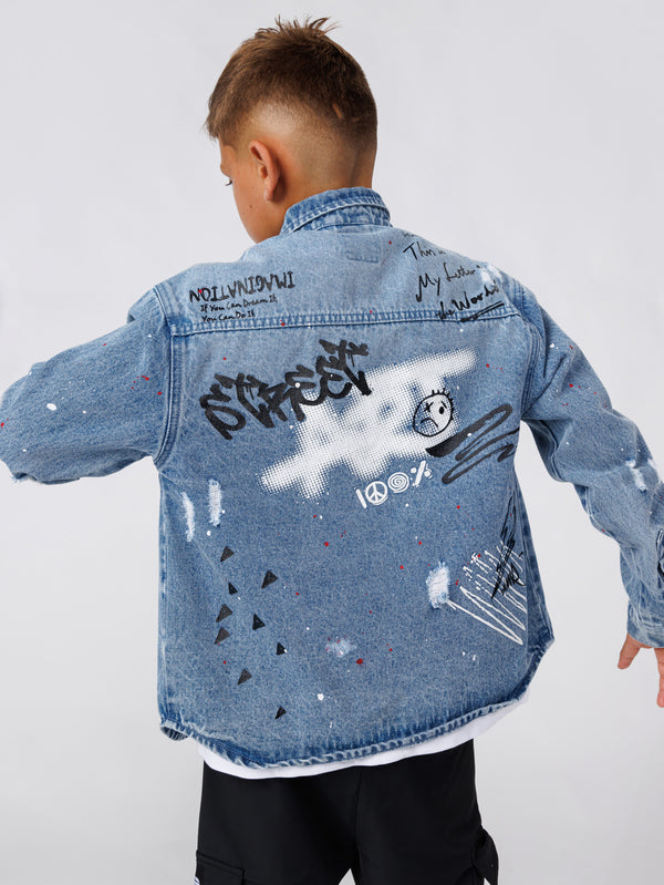 OVER SHIRT JACKET Washed Jeans / 14