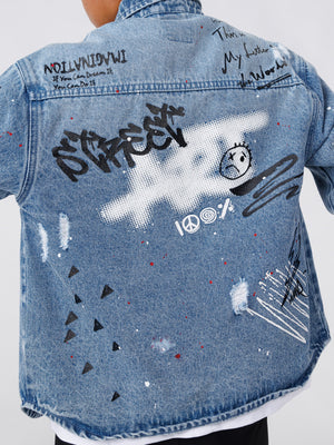 OVER SHIRT JACKET Washed Jeans / 14