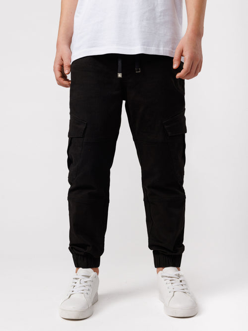 CARGO WOVEN PANTS Black / 14