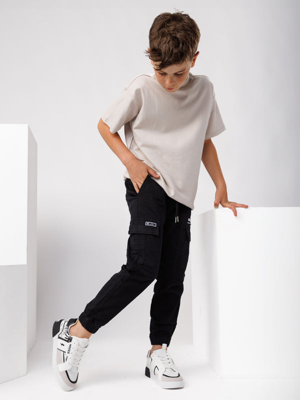 CARGO WOVEN PANTS Black / 14