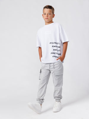 CARGO WOVEN PANTS Light Gray / 14