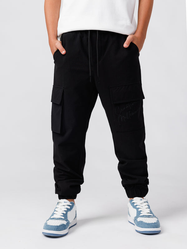 CARGO WOVEN PANTS Black / 14