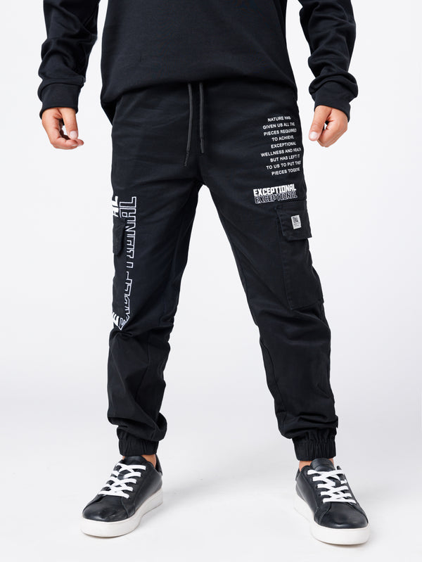 CARGO WOVEN PANTS Black / 14