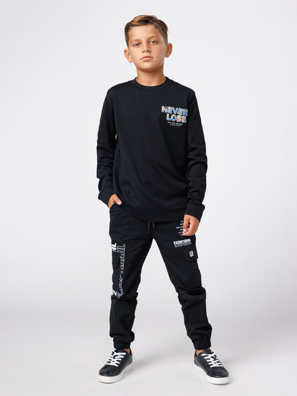 CARGO WOVEN PANTS Black / 14