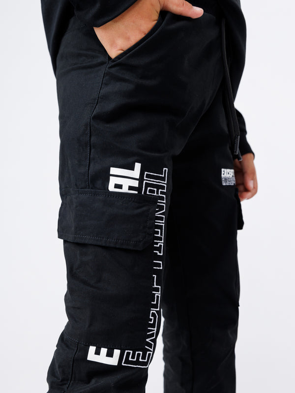 CARGO WOVEN PANTS Black / 14