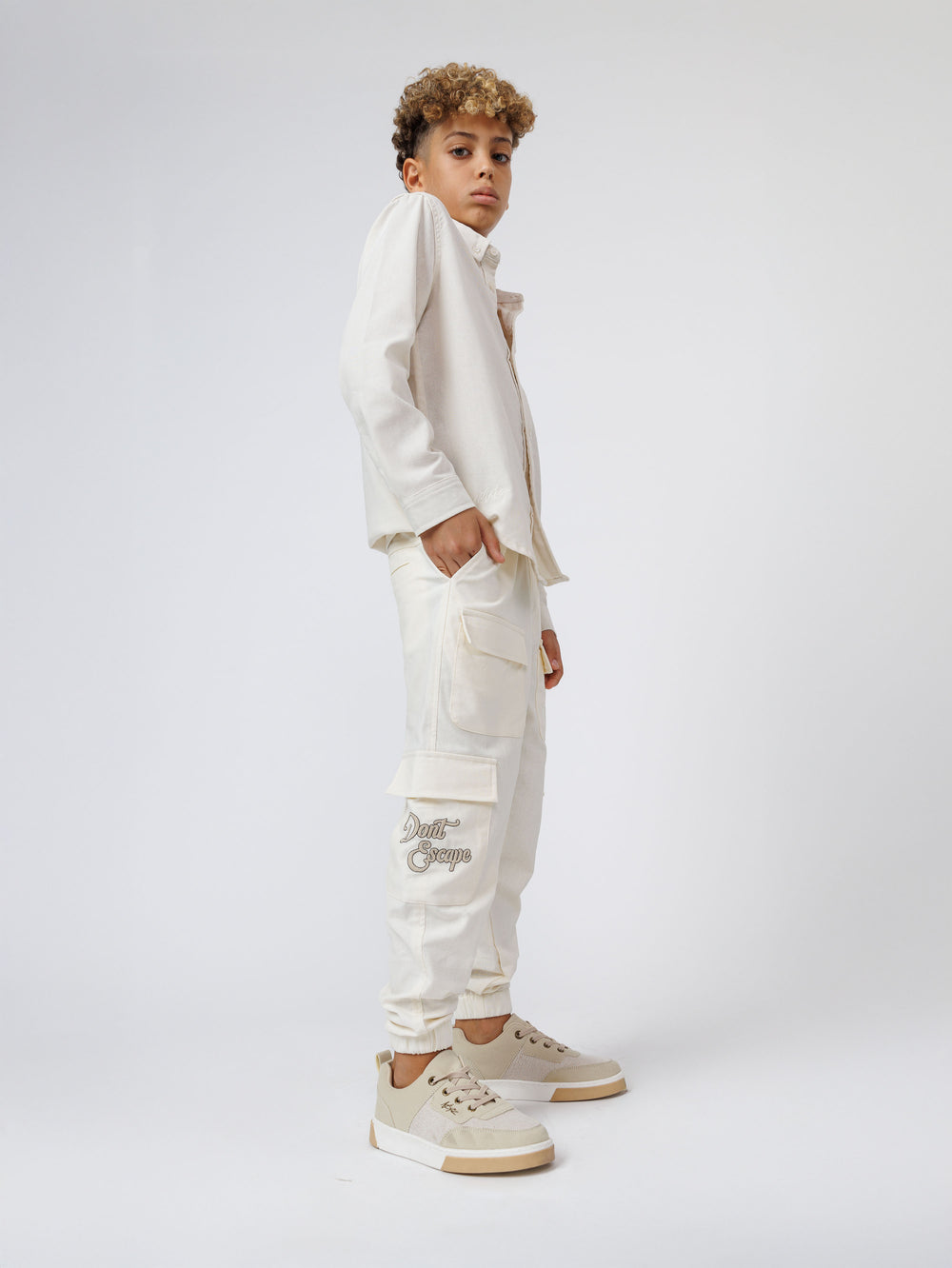 CARGO WOVEN PANTS Cream / 14