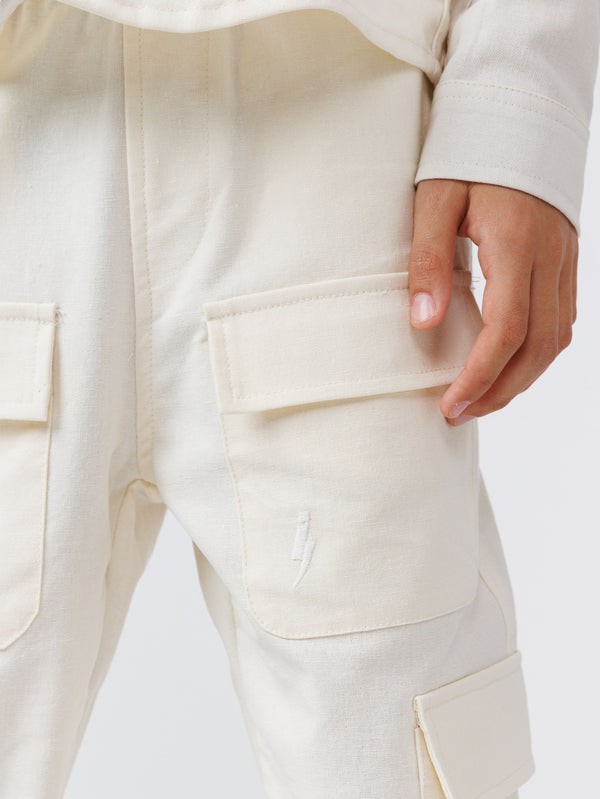 CARGO WOVEN PANTS Cream / 14