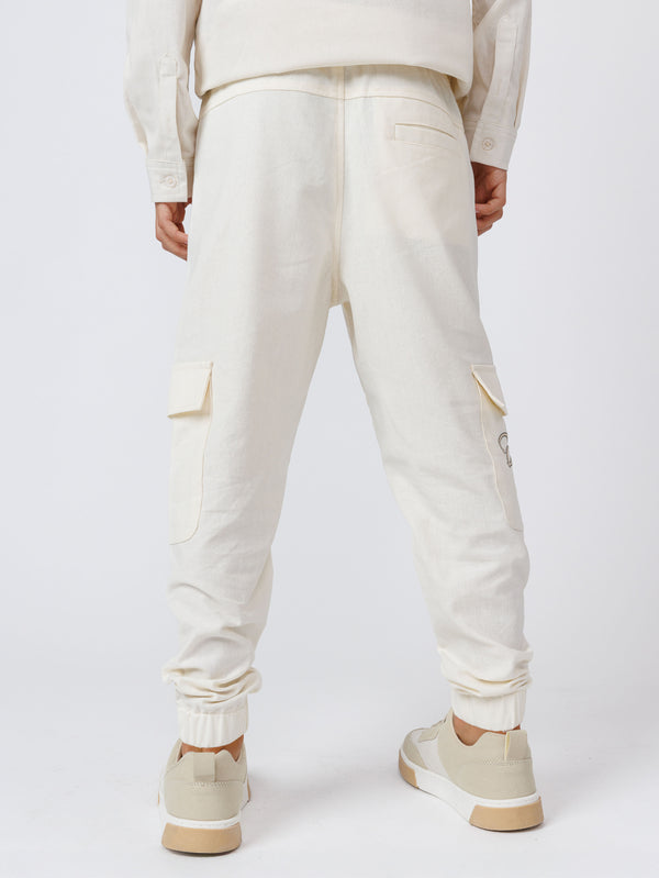 CARGO WOVEN PANTS Cream / 14