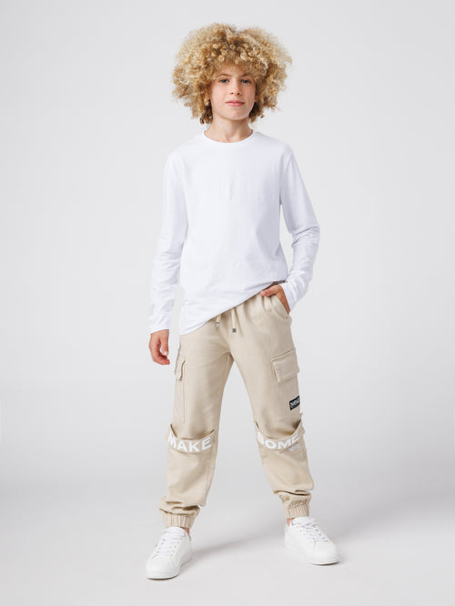 CARGO WOVEN PANTS Beige / 14
