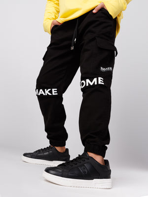 CARGO WOVEN PANTS Black / 14