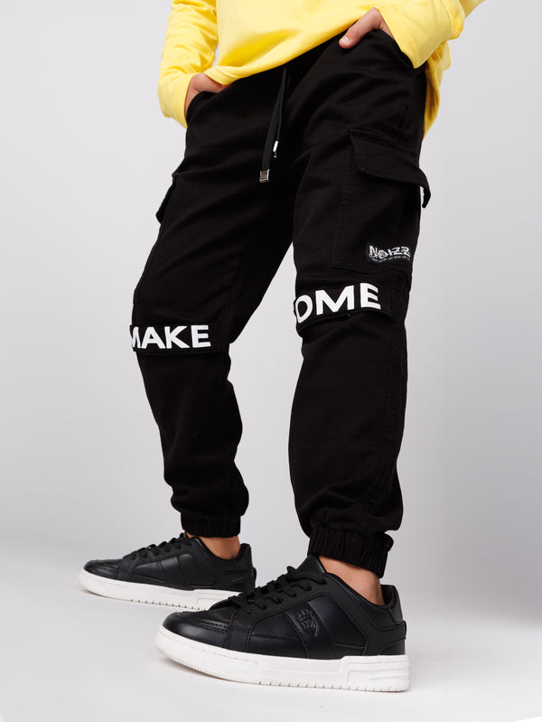 CARGO WOVEN PANTS Black / 14