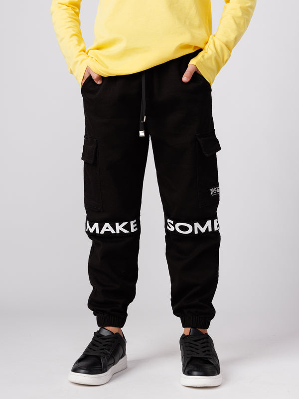 CARGO WOVEN PANTS Black / 14
