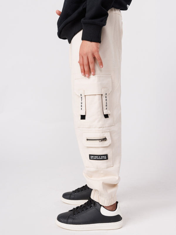 CARGO WOVEN PANTS Beige / 14