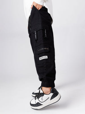CARGO WOVEN PANTS Black / 14