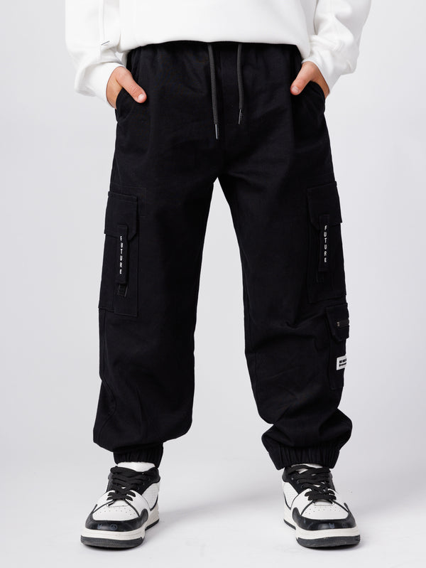 CARGO WOVEN PANTS Black / 14