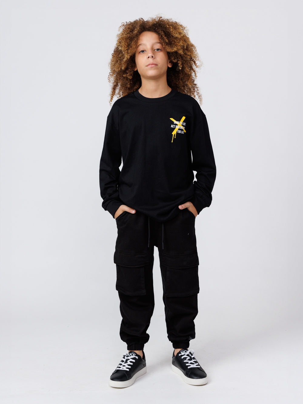 CARGO WOVEN PANTS Black / 14