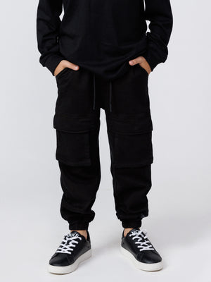 CARGO WOVEN PANTS Black / 14
